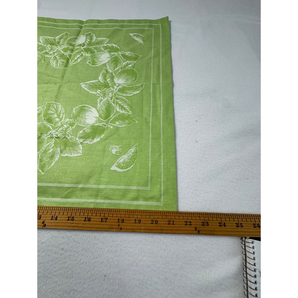 Cottagecore Williams Sonoma Napkin Set 8 Green White Citrus Lemon Lime Cotton - Picture 8 of 9